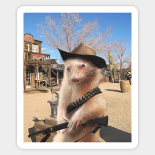 Funny Ferret Cowboy Sticker